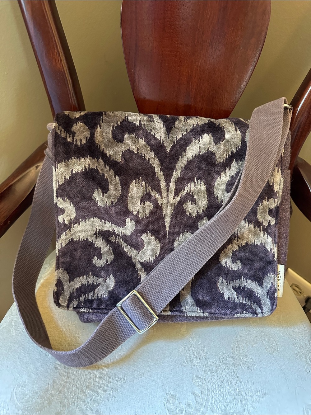 Renew Project renewproject.org wool and chenille messenger bag by refugee women